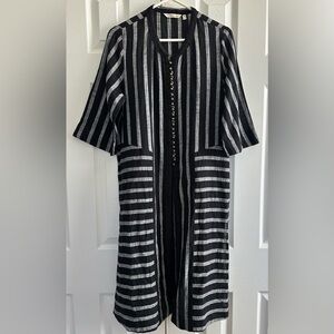 * Soft Surroundings Long Moroccan buttoned Duster striped cotton cardigan